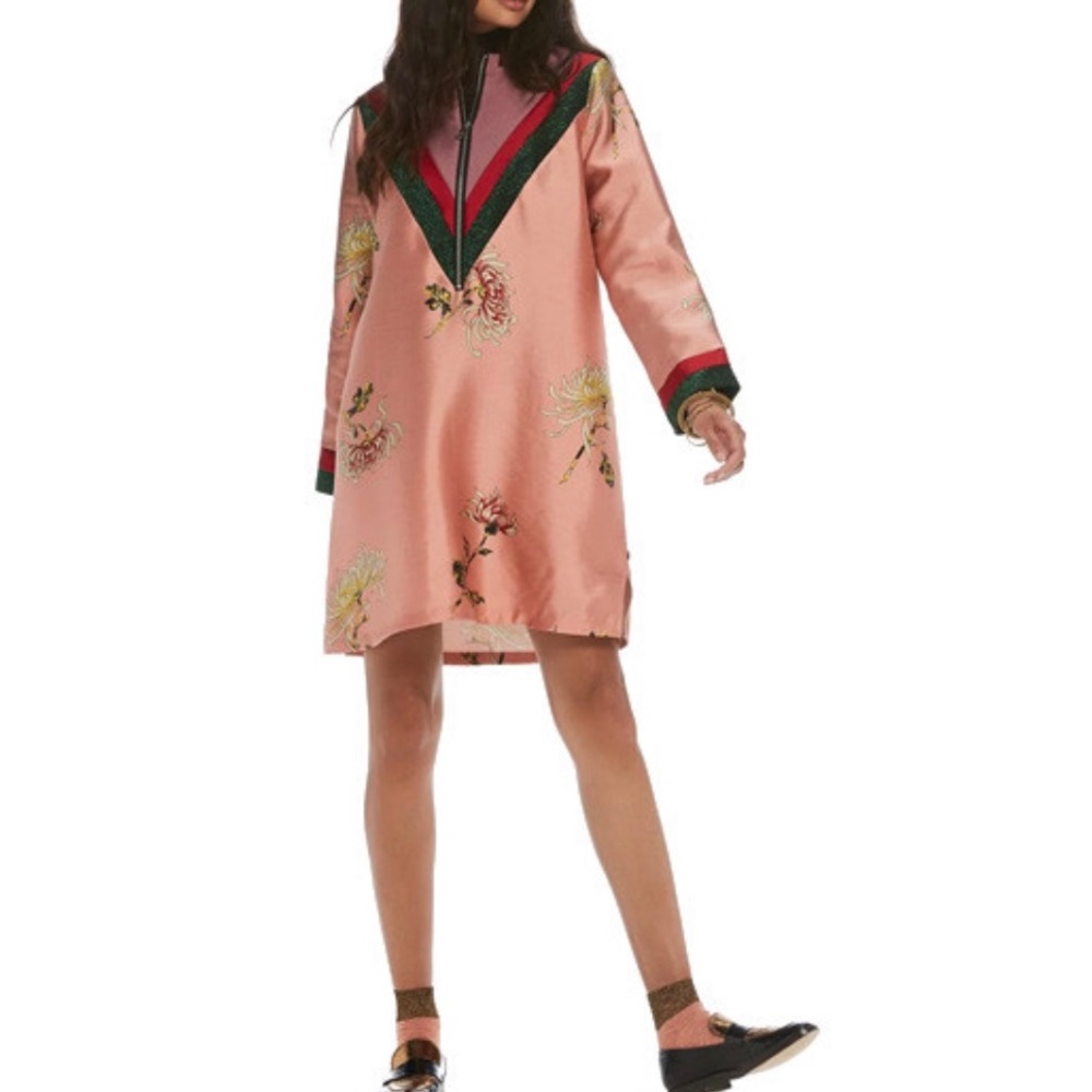 Scotch and Soda silky pink floral zip dress